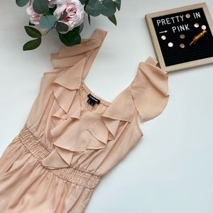 Peach ruffle asymmetrical high low summer dress